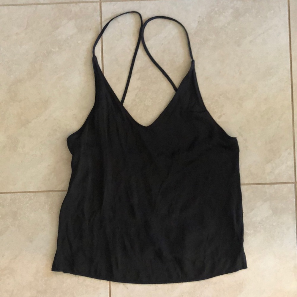 black slinky silk like tank